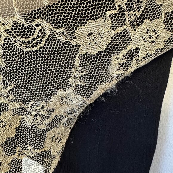 Spencer Alexis Y2K Kimono Top Size 2X Tan Black Floral Lace Velvet Fairy READ - Picture 4 of 16